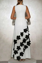 marcia 3D Flower A-Line maxi dress in white