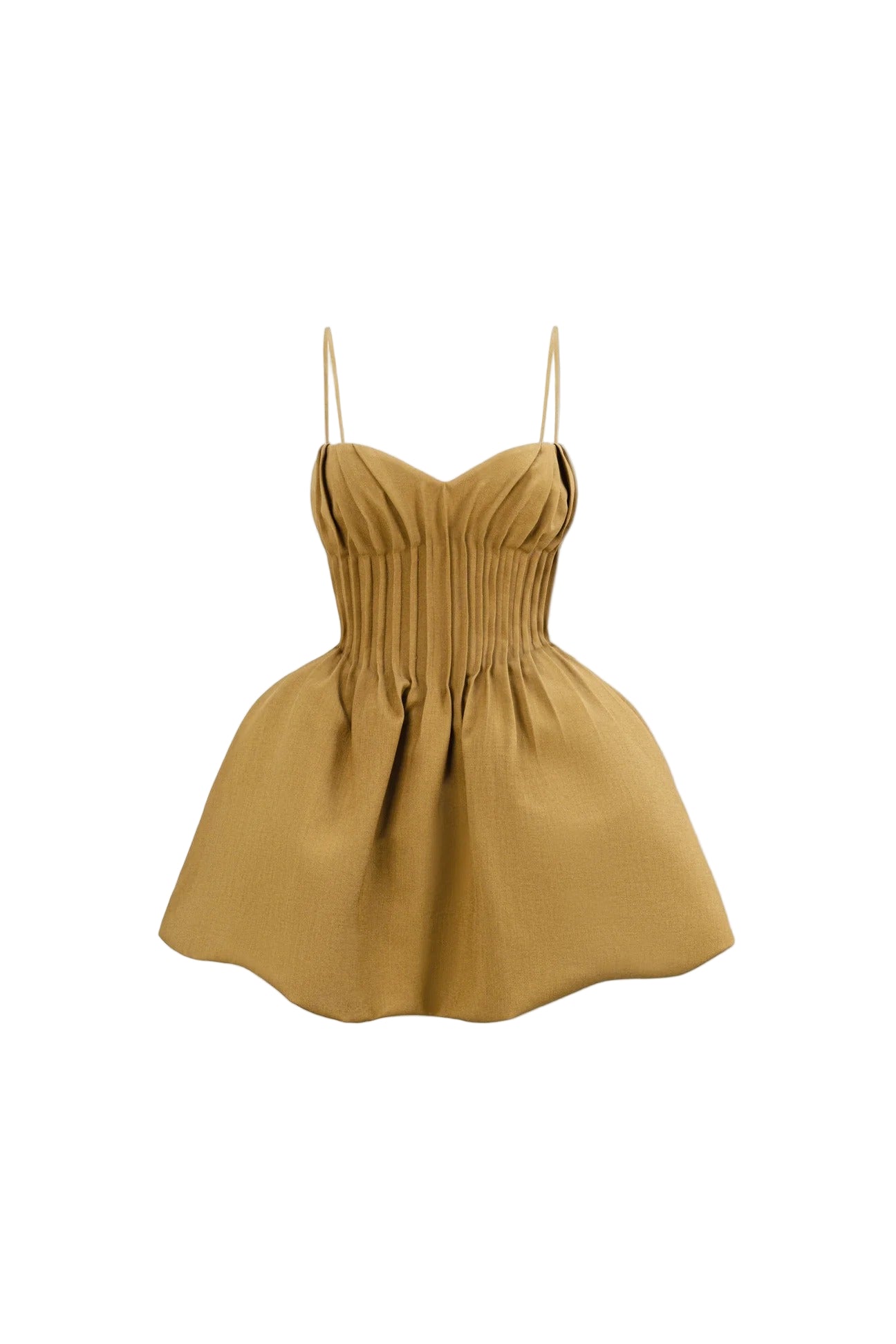 Flowering Girl Women Rita Pleated Slim Puffy Mini Dress In Camel