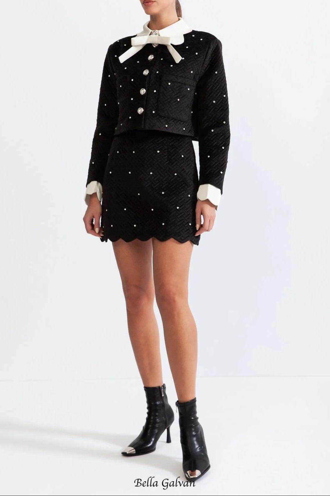 marjorie Velvet jewel co-ord - Black