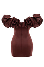 Flowering Girl Women Burgundy Satin Ruffle Strapless Mini Dress