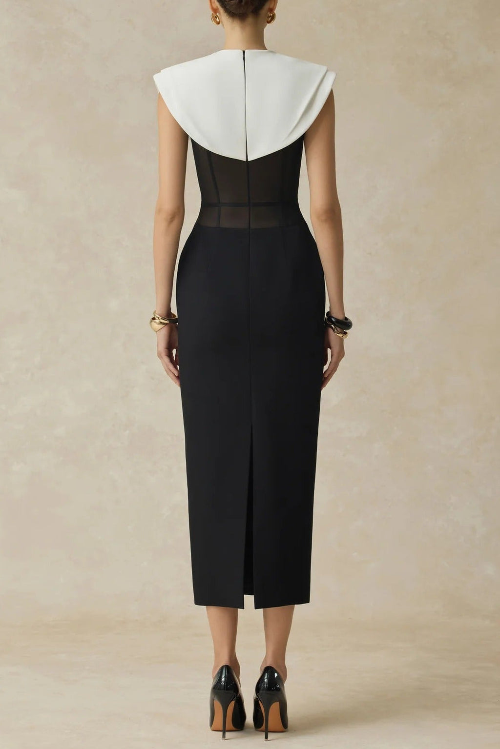 Flowering Girl Women Bernice Black Sleeveless Midi Dress With White Cape