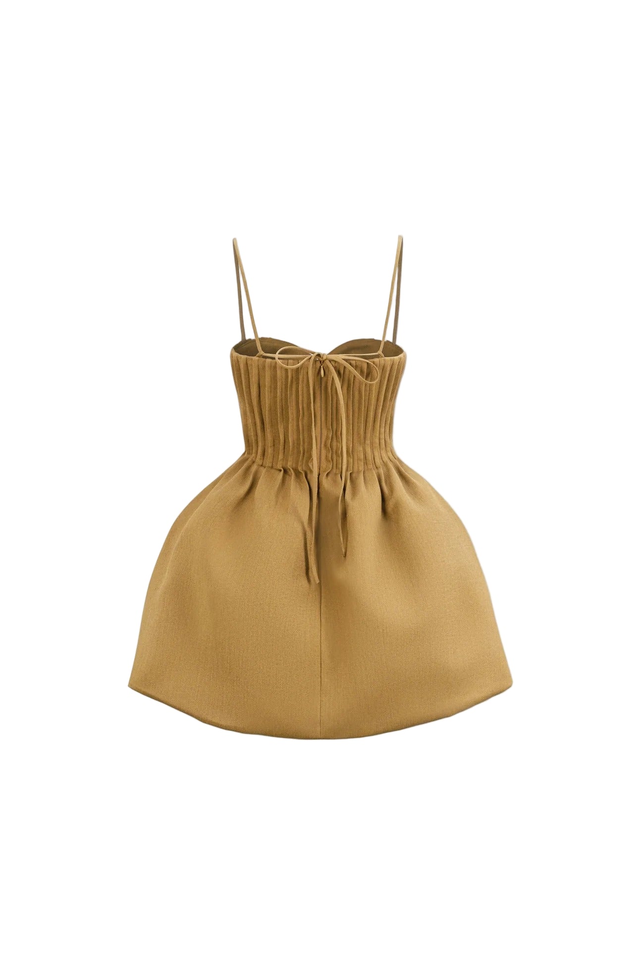Flowering Girl Women Rita Pleated Slim Puffy Mini Dress In Camel
