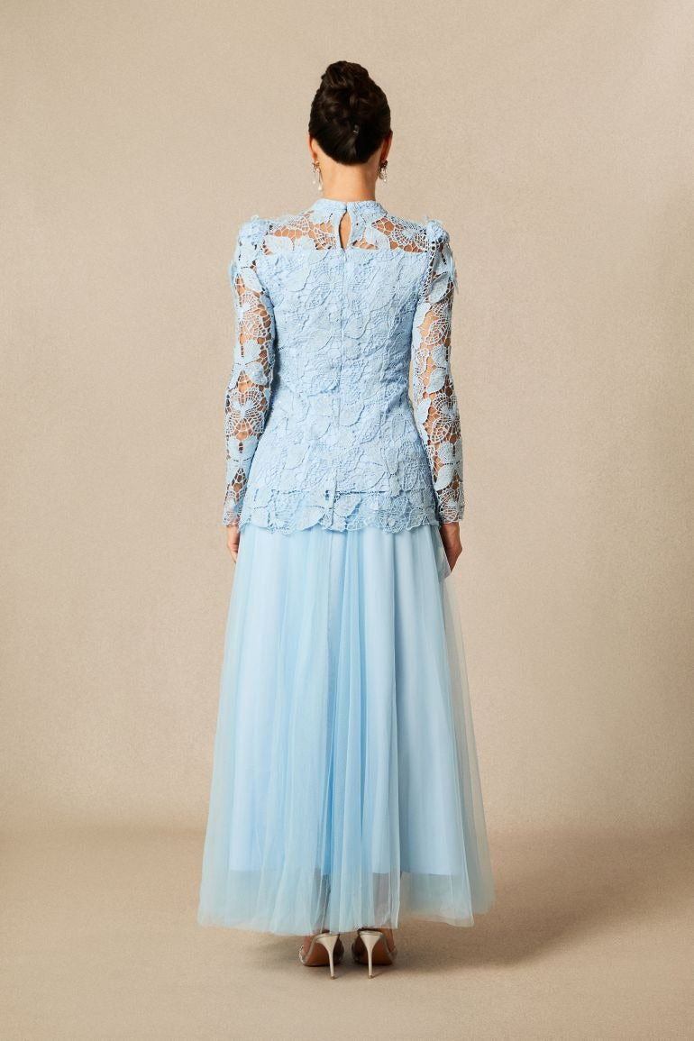 Flowering Girl Women Elizabeth Butterfly Embroidered Lace Maxi Dress