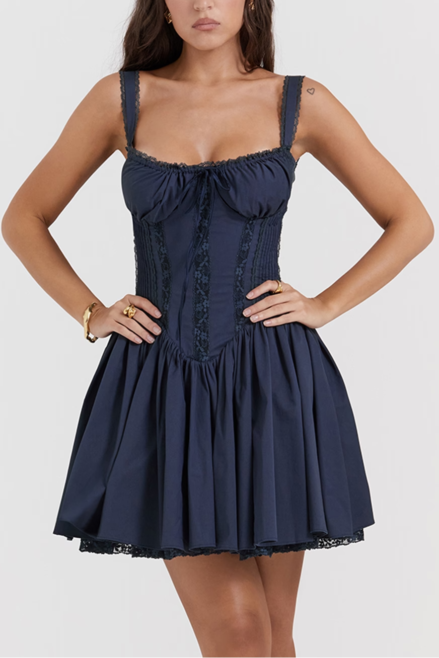 plunge v-neck mini dress in navy