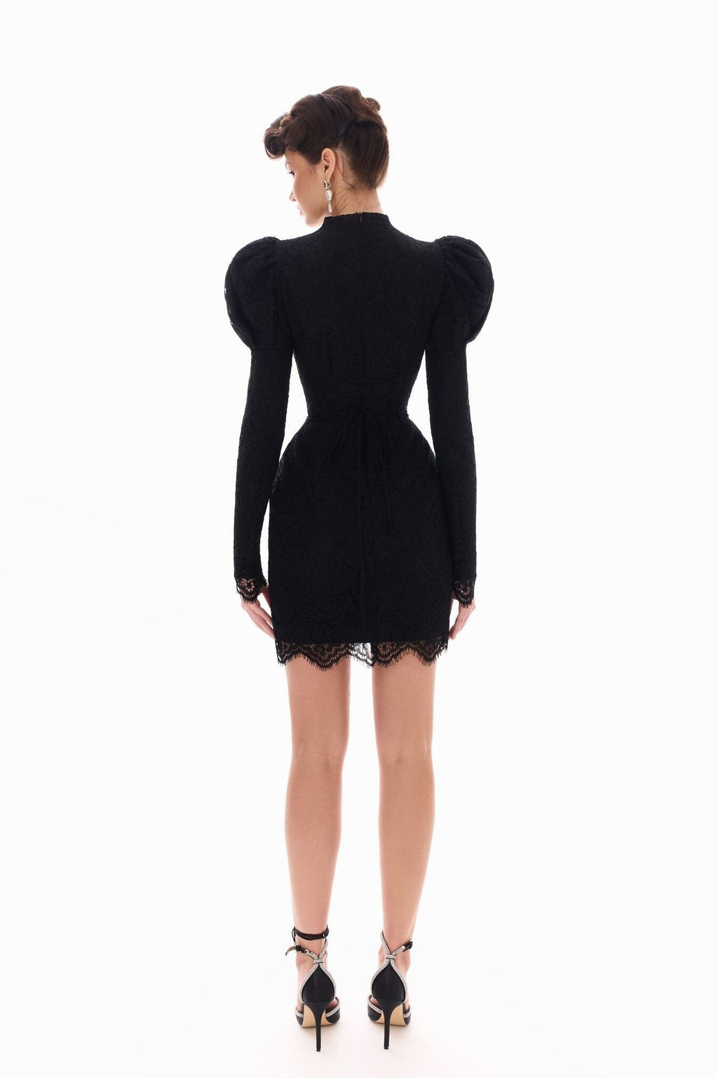 Lace Puff-Sleeve Mini Dress