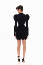 Lace Puff-Sleeve Mini Dress