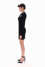 Lace Puff-Sleeve Mini Dress