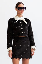 Marjorie Velvet Jewel Co-Ord - Black