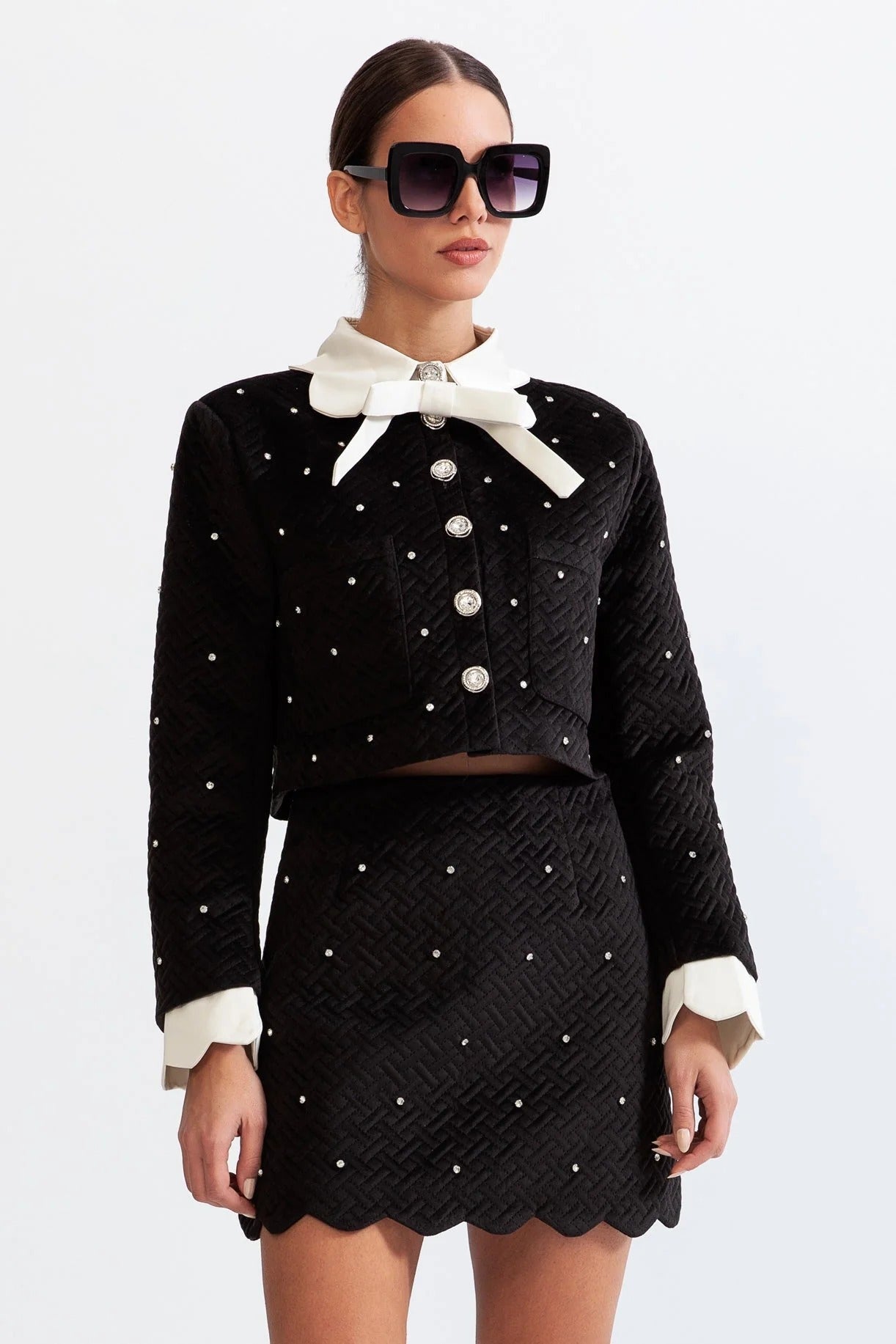 Marjorie Velvet Jewel Co-Ord - Black