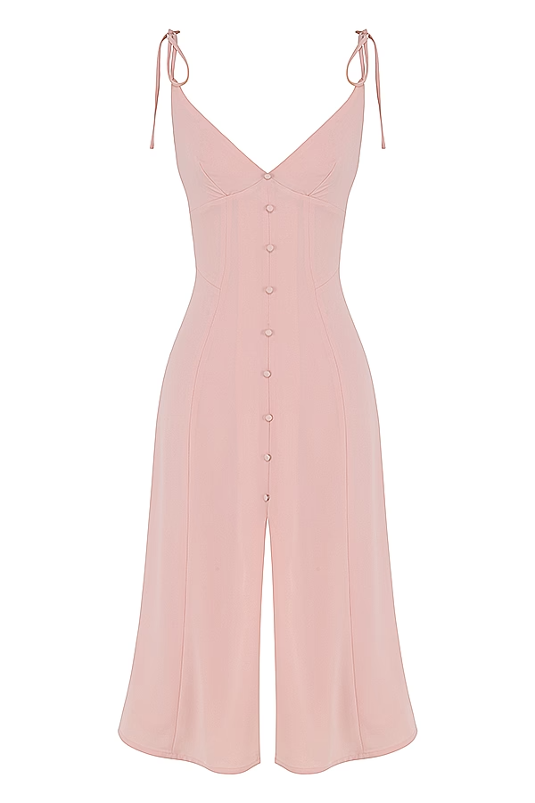 Flowering Girl Women Blush Slit Midi Sun Dress