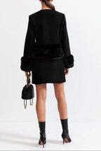 Maureen Faux Fur Co-Ord With Jacket And Skirt - Black