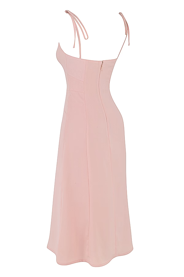 Flowering Girl Women Blush Slit Midi Sun Dress