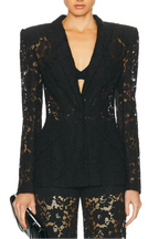 Flowering Girl Women Elvira v-Neck Lace Blazer Set In Black