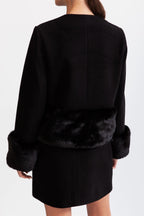Maureen Faux Fur Co-Ord With Jacket And Skirt - Black