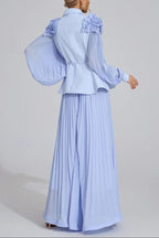 Josephine Light Blue Flounce Skirt  Blazer Two-Piece Set