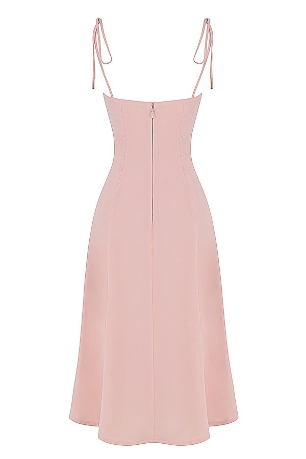 Flowering Girl Women Blush Slit Midi Sun Dress