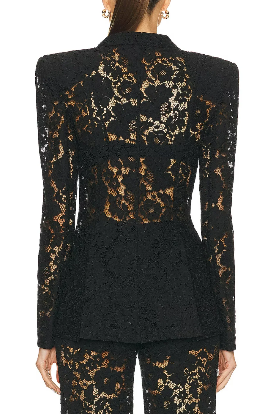 Flowering Girl Women Elvira v-Neck Lace Blazer Set In Black