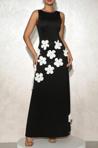 Flowering Girl Women Marcia 3D Flower A-Line Maxi Dress In Black