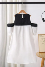 Evelyn Off-Shoulder Contrast Bow Mini Dress