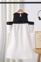 evelyn Off-shoulder contrast bow mini dress