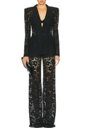 Flowering Girl Women Elvira v-Neck Lace Blazer Set In Black