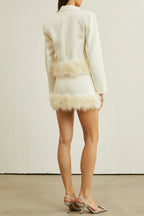 Flowering Girl Women Valérie feather-hem blazer & skirt matching set