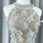 Flowering Girl Women Floral Lace Mini Dress In Blue