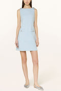 Flowering Girl Women Halter Neck Tweed Vest Mini Dress In Blue