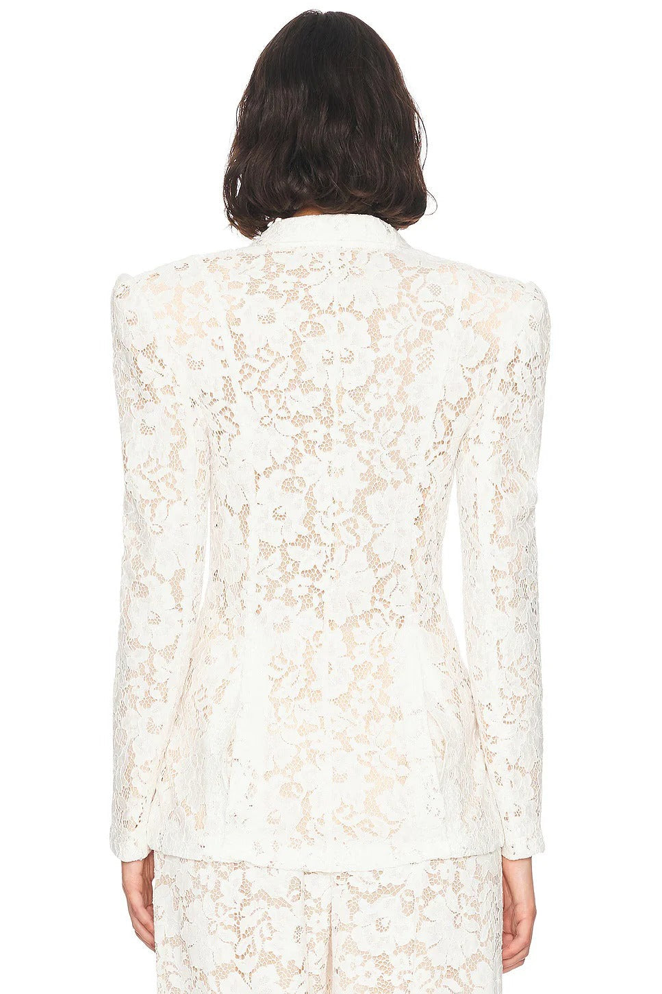 Flowering Girl Women Elvira v-Neck Lace Blazer Set In White