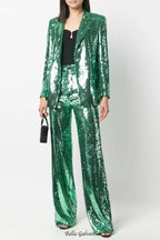 florence sequin-embellished blazer in green