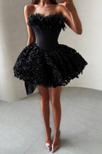 Strapless Petal Floral Corset A Line Dress