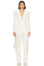 Flowering Girl Women Elvira v-Neck Lace Blazer Set In White