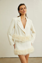 Flowering Girl Women Valérie feather-hem blazer & skirt matching set