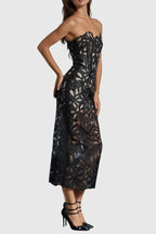 Flowering Girl Women Letitia Strapless Flower Embroidered Midi Dress