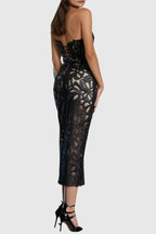 Flowering Girl Women Letitia Strapless Flower Embroidered Midi Dress