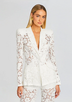 Flowering Girl Women Elvira v-Neck Lace Blazer Set In White