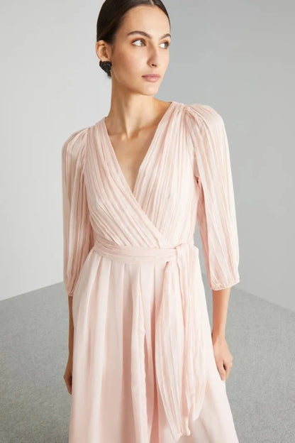 Long chiffon V-Neck dress