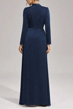 Beulah Long Sleeves With Beading Pleated Maxi Dress In Blue
