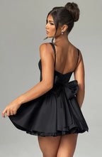 Flowering Girl Women Lace Ruffle Trim Corset Mini Dress In Black