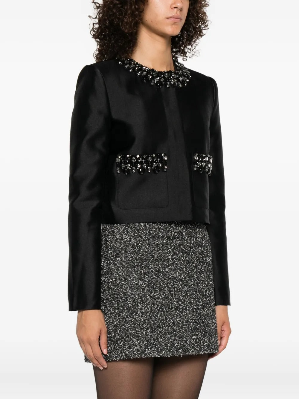 Michaelia Rhinestones Embellished Jacket In Black