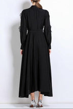 susanna floral Applique Shirt Midi Dress in black