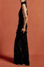 hulda cotton lace hollow maxi dress in black