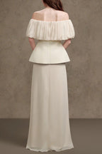 Karen Straight Plain Foam Silk Strapless Maxi Dress In White