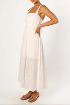 Pom Pom Trim Back Bow Midi Sundress