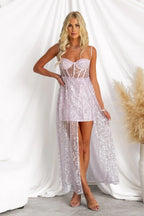 Flowering Girl Women Lavender Sequin Corset Maxi Dress