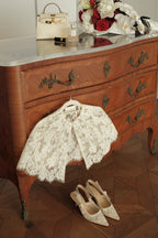 White Lace Cape-Sleeve Mini Dress