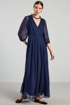 Flowering Girl Women Long chiffon V-Neck dress