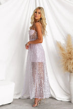 Flowering Girl Women Lavender Sequin Corset Maxi Dress