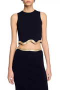 Flowering Girl Women Black Cropped Jumper With Chain Detail