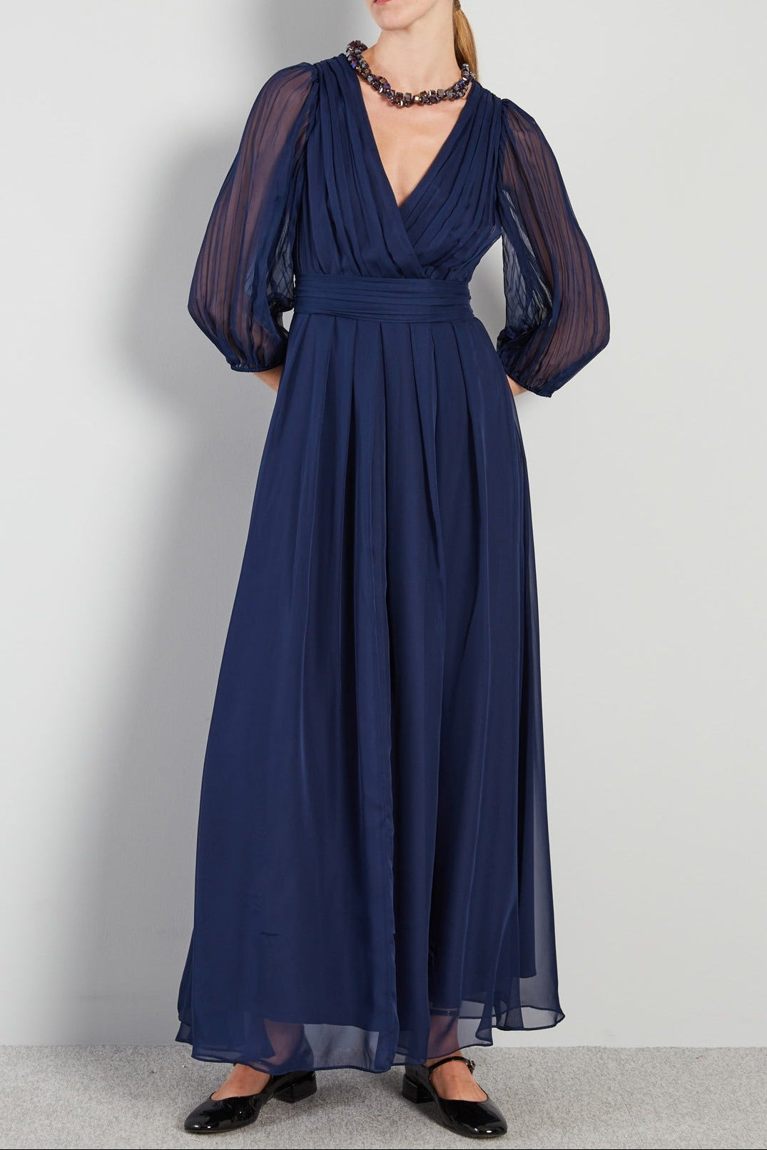 Flowering Girl Women Long chiffon V-Neck dress